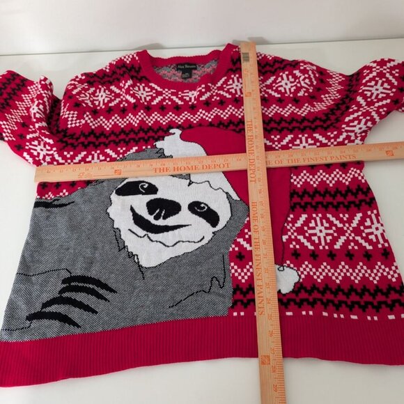 Alex Stevens Sloth Christmas Sweater Mens Size XXL Red Cotton Santa Hat Knit - Picture 6 of 8